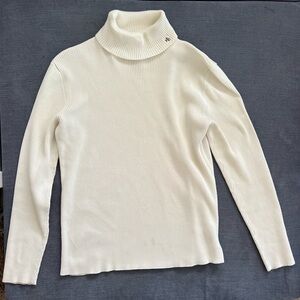 Ralph Lauren Ivory Ribbed Turtleneck Sweater